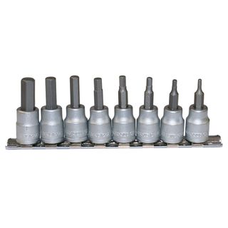 8pc 3/8in Dr. AF Hex Bit Skt Set 3/32-3/8in -Teng