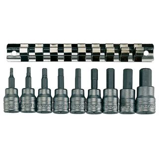 9pc 3/8in Dr. Metric Hex Bit Skt Set 3-12mm -Teng