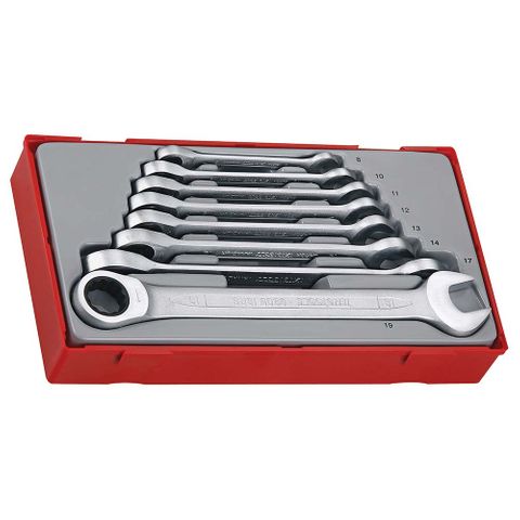 8pc Ratchet Combination Spanner Set 8-19mm - TC-Tray -Teng