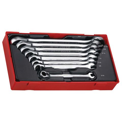 8pc Rev Ratchet AF Combination Spanner Set - TC-Tray -Teng