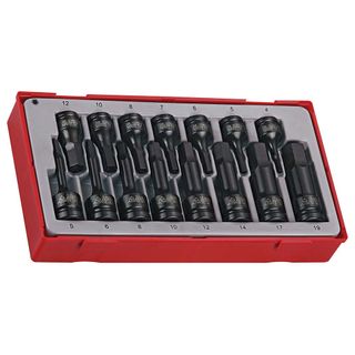 15pc 3/8in &1/2in Dr. mm Hex Skt Set - TC-Tray -Teng