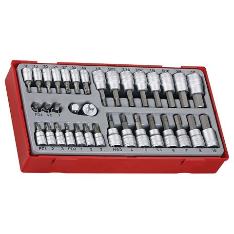 35pc 1/4 & 3/8in Dr. Bits Socket Set - TC-Tray -Teng