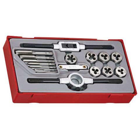 17pc Metric Tap & Die Set - TC-Tray -Teng