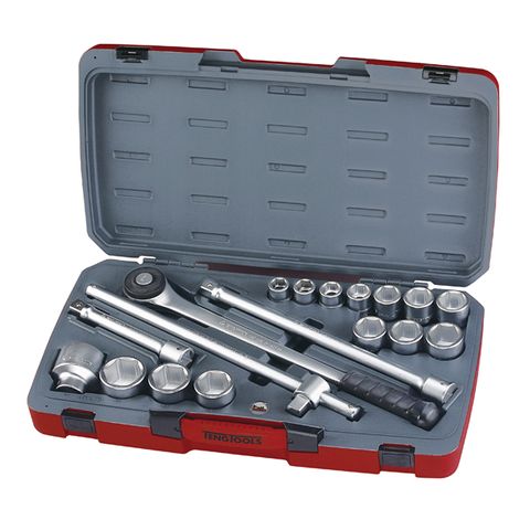 18pc 3/4in Dr. Metric Reg. Socket Set 6Pnt -Teng