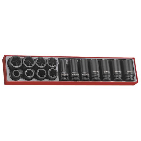 15pc 3/4in Dr. Impact Reg & Deep Skt Set - TTX-Tray -Teng