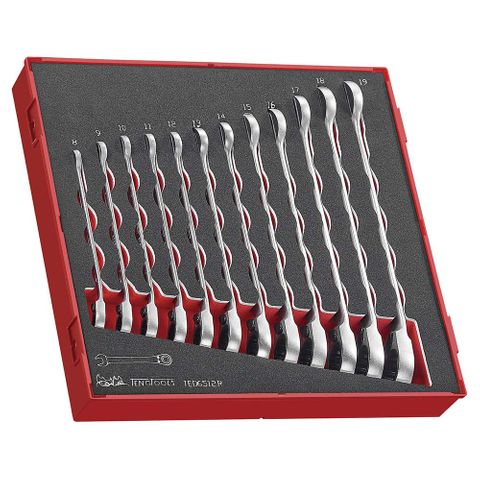 12pc Rev. Ratchet mm Combination Spanner Set - TED-Tray -Teng