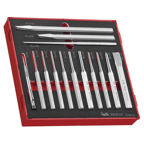 14pc Pin Punch & Chisel Set - TED-Tray -Teng