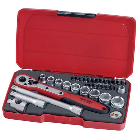 34pc 3/8in Dr. Metric Reg. Socket Set -Teng