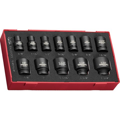 16pc 1/2in Dr. AF Reg. Impact Socket Set 6-Pnt (EVA) -Teng