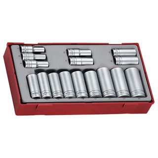 16pc 3/8in Dr. Deep Skt Set 7-22mm (12-pt) - TC-Tray -Teng