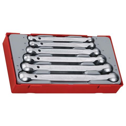 6pc Dbl Flex-Head Spanner Set 8-19mm - TC-Tray -Teng