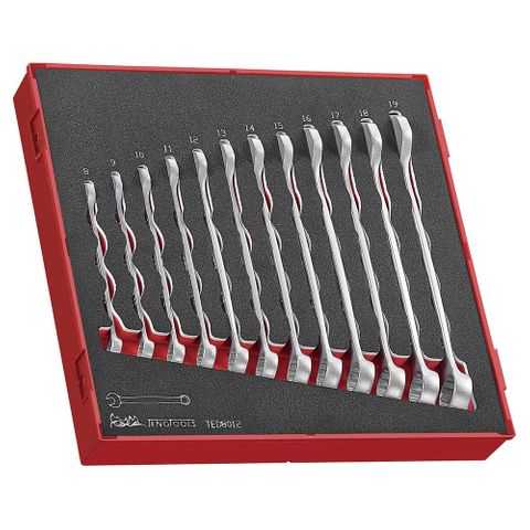 12pc Anti-Slip Comb. Spanner Set 8-19mm - TED-Tray -Teng