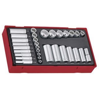 32pc 1/4 & 3/8in Dr. Reg/Deep AF Skt Set (12-pt) - TC-T -Teng