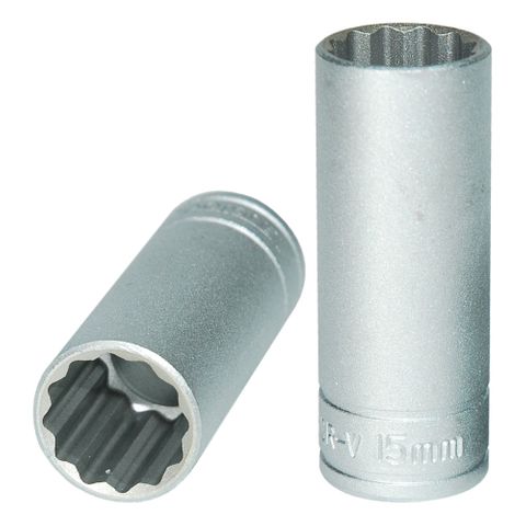 3/8in Dr. Deep Socket 15mm 12pt -Teng