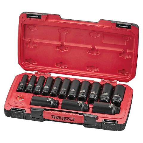 18pc 1/2in Dr. AF Deep Impact Socket Set 6-Pnt -Teng