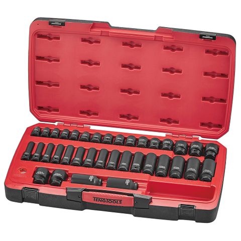 40pc 1/2in Dr. MM Reg. Impact Socket Set 6-Pnt -Teng