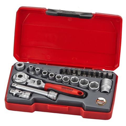 24pc 1/4in Dr. Mini Metric Socket Set (Flex Ratchet.) -Teng