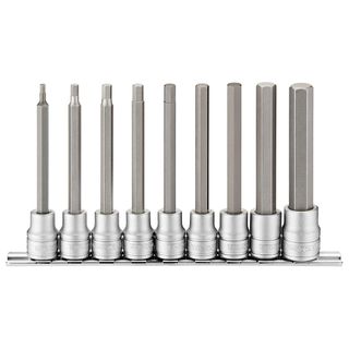 9pc 3/8in Dr. Long Hex Bit Socket Set - 3-12mm -Teng