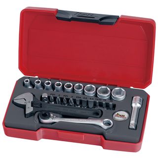 23pc 1/4in Dr. Mini Metric Socket & Tool Set -Teng