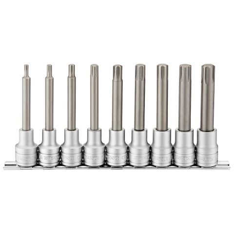 9pc 1/2in Dr. Long Ribe Bit Socket Set - M4-M13 -Teng