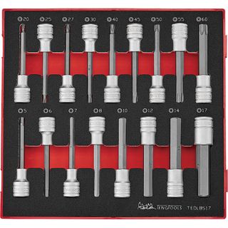 17pc 1/2in Long Hex & TX Bit Socket Set EVA2 -Teng