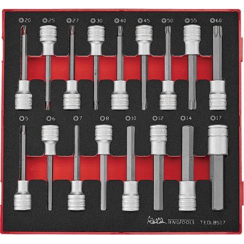 17pc 1/2in Long Hex & TX Bit Socket Set EVA2 -Teng