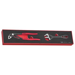 2pc Plier/Adjustable Wrench Set - TEX-Tray** -Teng