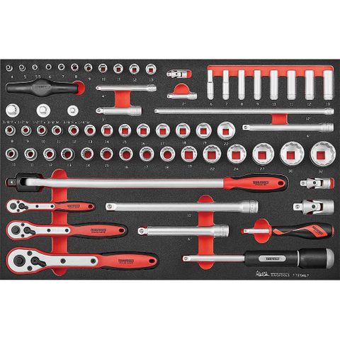 67pc 1/4in  3/8in & 1/2in Drive Metric Socket Set -Teng