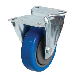 Castor Fixed Blue Elastic Rubber 100mm