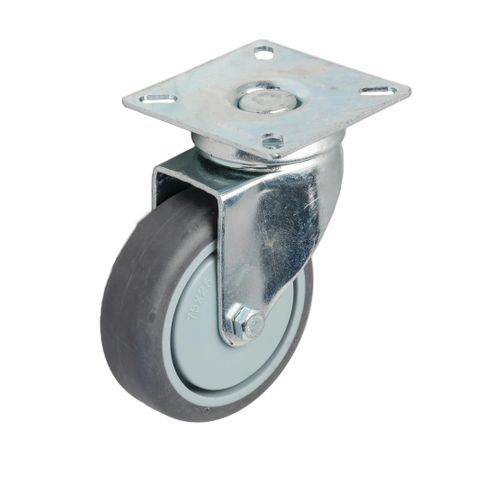 Castor Swivel Grey Rubber 75mm
