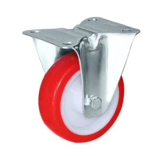 Castor Fixed Red Urethane 100mm