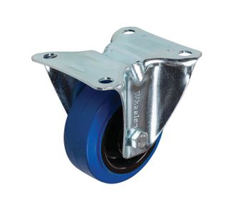 Castor Fixed Blue Elastic Rubber 80mm