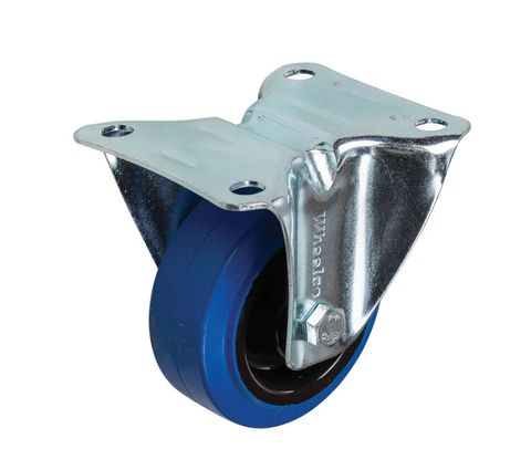 Castor Fixed Blue Elastic Rubber 125mm