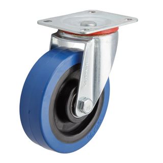 Castor Swivel Blue Elastic Rubber 125mm