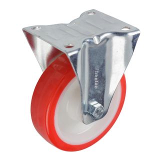 Castor Fixed Red Urethane 125mm