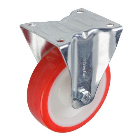 Castor Fixed Red Urethane 125mm