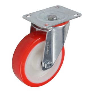 Castor Swivel Red Urethane 125mm