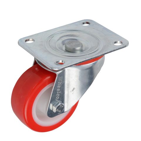 Castor Swivel Red Urethane 80mm