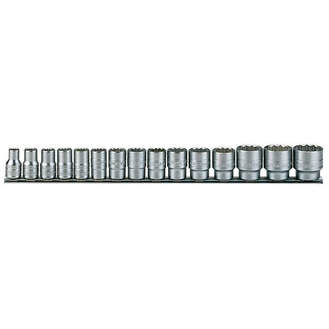 15pc 1/2in Dr. Metric Socket Set 10-32mm 12Pnt -Teng