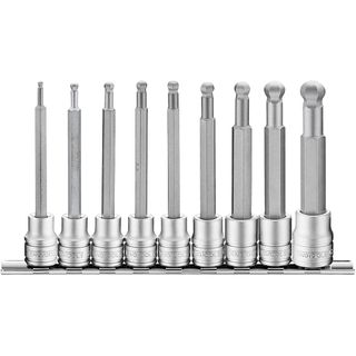 9pc 3/8in Long Hex Bit Socket Ball Point Clip Rail Set -Teng