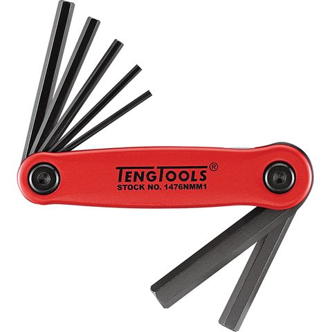 7pc Fold-Up Metric Hex Key Set - 2.5-10.0mm -Teng