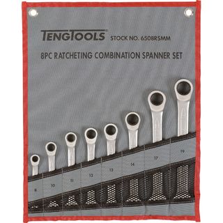8pc Ratchet (Flat Type) Metric Spanner Set 8-19mm -Teng