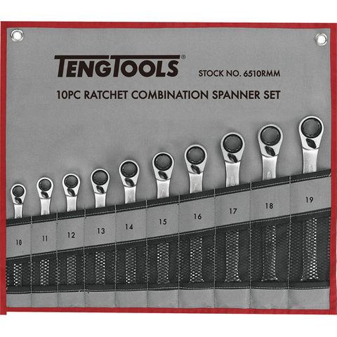 10pc Rev Ratchet Metric Spanner Set 10-19mm -Teng