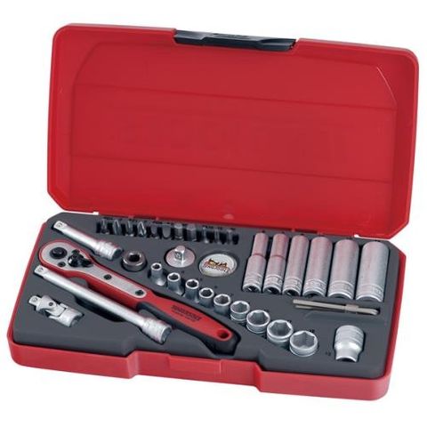 36pc 1/4in Dr. Metric Reg/Deep Socket Set -Teng