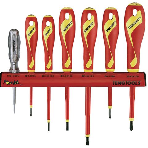 Screwdriver Set 7pcs VDE 1000v Wall Rack -Teng