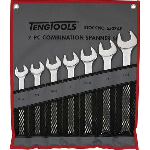 7pc Combination AF Spanner Set w/Wallet 13/16-1-1/4in -Teng
