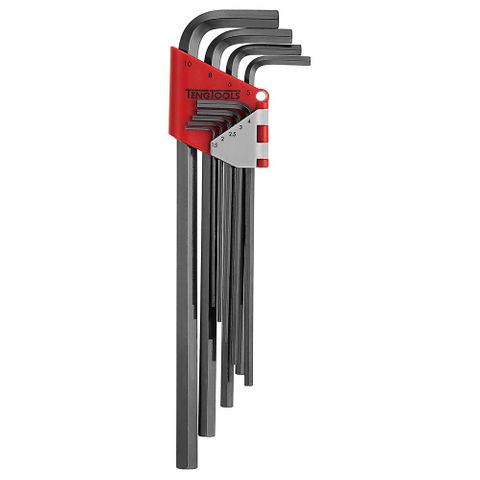 9pc Extra Long Metric Hex Key Set - 1.5mm-10.0mm -Teng