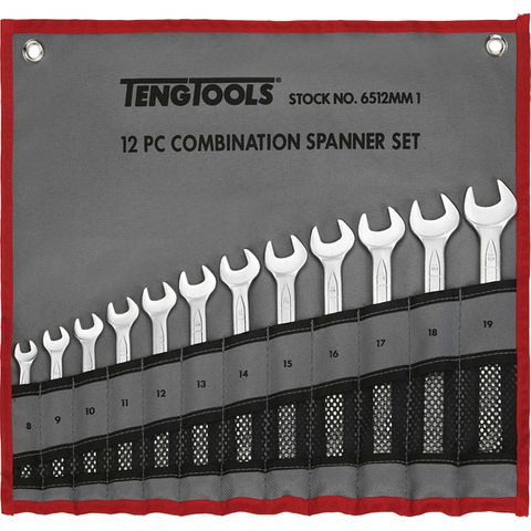 12pc Combination Metric Spanner Set w/Wallet 8-19mm -Teng