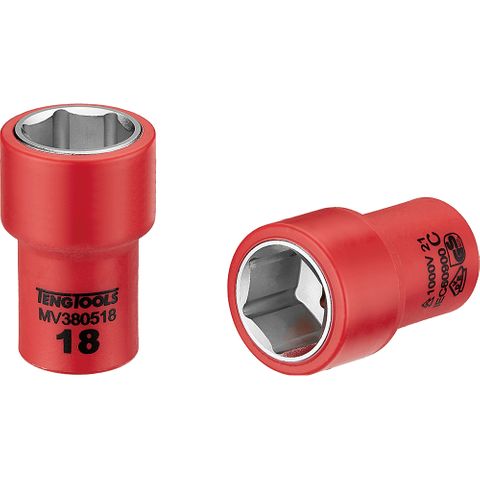1000V VDE 3/8in Dr. Insulated Socket 18mm -Teng