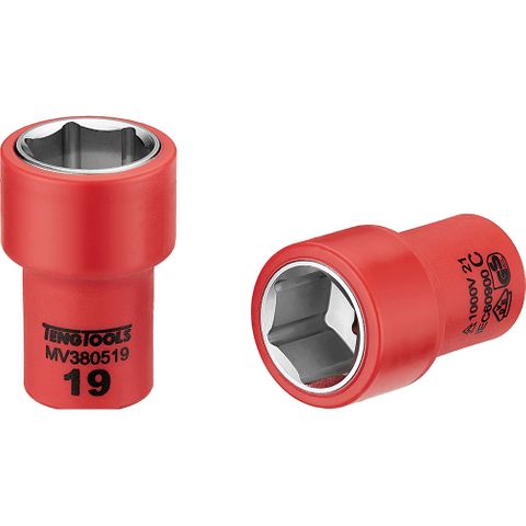 1000V VDE 3/8in Dr. Insulated Socket 19mm -Teng